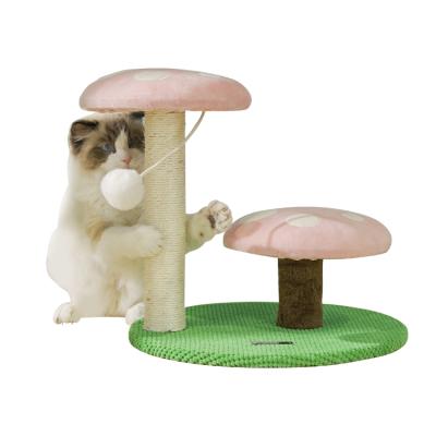 China A1 Modern High Quality Modern Interactive Pet Toys Small Living Scratcher Wall Climbing Frame Wooden Mushroom Cat Tree House for sale