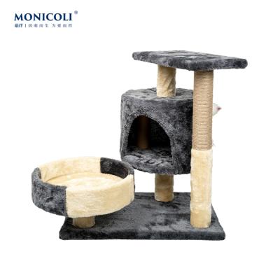 China Living Modern Luxury Wooden Sisal Wall Products Outdoor Pet A1 Post Natural Climbing Scratching Tower Cat Tree Scratching Tower for sale