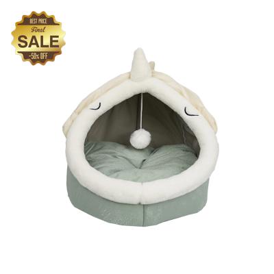 China Travel Donut Cat Bed Plush Dog Cats Deep Sleep Comfortable Warm Pet Cat Nest for sale