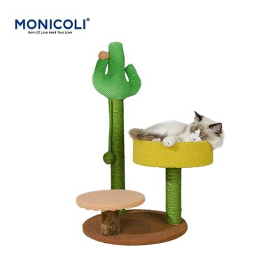 China Solid Wood Small Kitten Sisal Refill Cheap High Quality Viable Protective Katzen Pet Growing Cat Tree Cactus Scratch Mail for sale