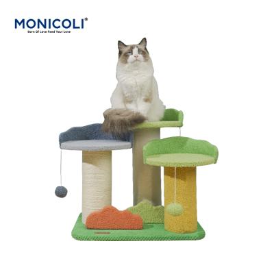 China Sustainable New Design Custom Unique Pet Accessories Exercise Attachments Housing Large Large Pet Cat Tree Tower Wood Green for sale