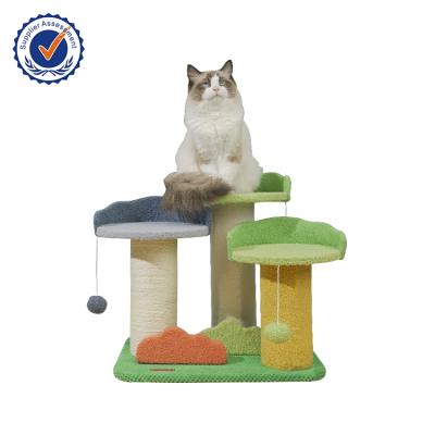 China Manufacturer Cheap Pet Products High Quality Viable Colorful Outdoor Cat Play Climbing Frame House Pet Nest For Cat Tree for sale