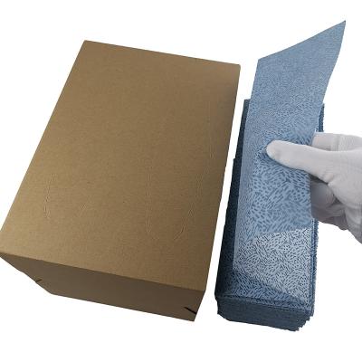 China Super Absorbent Stocked Grease Absorbent Lint Free 70gsm Meltblown Disposable Blue Polypropylene Industrial Cleaning Cloths for sale