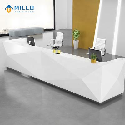 China Customized Modern Custom Wood Front Counter Long Reception Desk Hotel Office Bar Shop New Design Commercial Furniture for sale