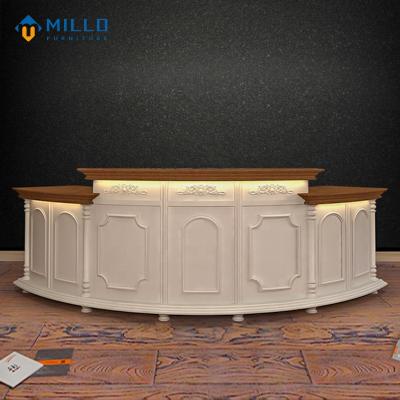 China U Shape Reception Good Quality Customized High Gloss Elegant White U Shape Front Desk Wooden Reception Counter Beauty Salon for sale