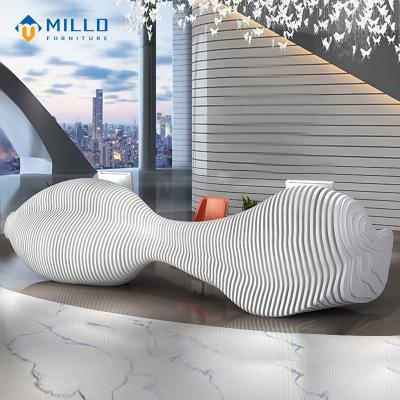 China High Quality White Salon Front Reception Counter Front Desk Art Shape Hotel Office Nail Art Form Front Desk Modern Design for sale