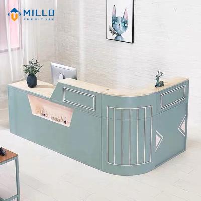 China Hot Sale Modern Reception Customized Front Desk Spa Shop Beauty Salon Luxury Design Small White Reception for sale