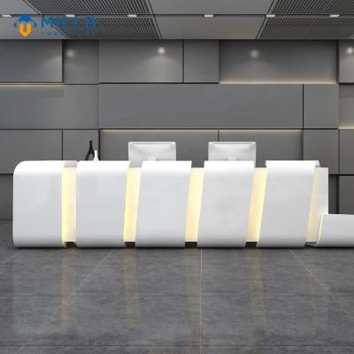 China Hot Selling Art Shape Reception Customized Commercial Art Shape Modern Office Reception Counter Reception For Beauty Salon for sale