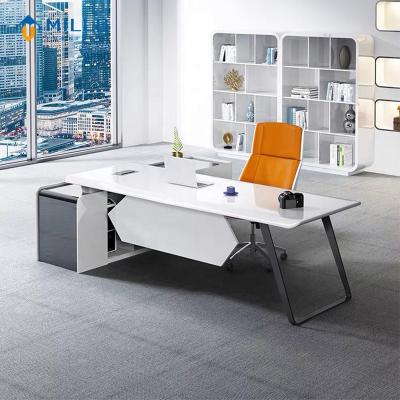 China L Shape Office Hot Sale Custom Design Furniture Chair Executive Manager Office Table High Gloss Luxury Wood Desk for sale