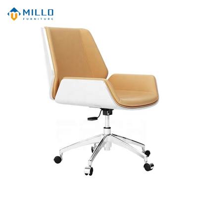 China OEM Factory Modern Design Meeting Chair Adjustable Short Back Leather Executive Office Chair (Height) With Wheels for sale