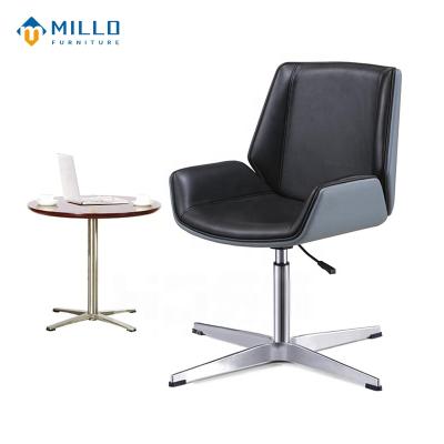 China Modern Customized Luxury Custom Comfortable Soft White Leather Visitor Waiting Room Soft White Leather No Wheel Office Chair for sale