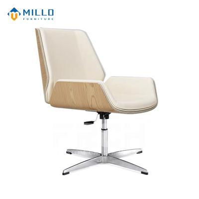 China Customized Modern Design Custom Color Adjustable Executive Visitors Leather Office Chair Without Wheels for sale