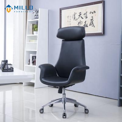 China Rotation Custom Design Chair High Headrest Manager Leather Back Modern Boss Office Chair for sale