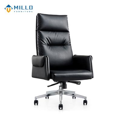 China Luxury Black Boss Rotating Ceo Office Chair Umpire Chair Office Furniture Leather Director With Wheels for sale