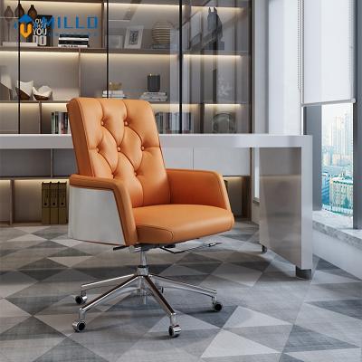 China Home Office Adjustable Chair Reasonable Prices (Height) Design Office Leather Executive Wood Leather Chair for sale