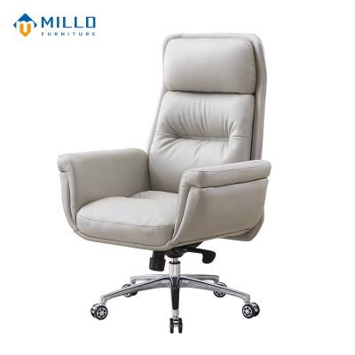 China (Size) Gray Office Furniture Computer Chairs High Quality Adjustable Swivel Back Office Comfortable Leather High Chairs for sale