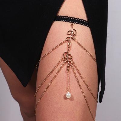 China Pretty Style Jewelry Gothic Handmade Seed Bead Sexy Waist Chain Summer Beach Vacation Elastic Body Jewelry Beads Thigh Leg Chains Punk Gold for sale