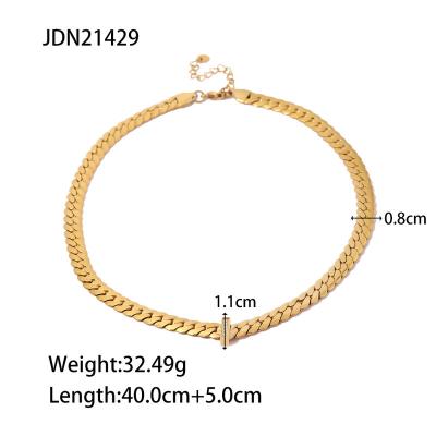 China Wholesale Fashion Rose Gold Plated Hiphop Necklaces Unisex Ins Wind Chain Men's Jewelry Women's Simple Wedding Business Gift Simple Party Chain for sale