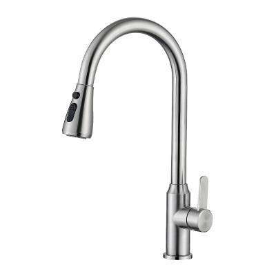 China Thermostatic Faucets Brushed 304 Stainless Steel Kitchen Faucet Sprayer Main Mixer Tap Rotary Pull Out Kitchen Faucet for sale