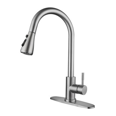 China Thermostatic Faucets Brushed Hot and Cold Modern Mixer 304 Stainless Steel Water Faucet Cover Pull Out Kitchen Faucet Faucet for sale