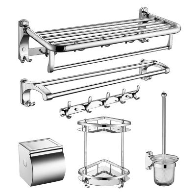 China With Hook 2021 Stainless Steel Chrome Bathroom Accessories Set Luxury Stainless Steel Hotel Bathroom Accessories Set for sale