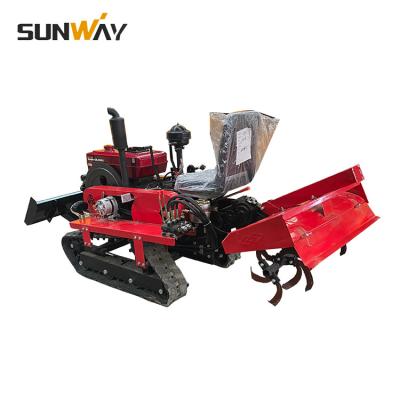 China Small Farm Working Tiller Machinery 25HP Rotovator Roto Rotary Cultivator Mini Rubber Track Tractors For Sale for sale