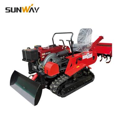 China Small Farm Work Rotovator Roto Rotary Cultivator Tiller Machinery 25hp Tracked Mini Crawler Tractor For Garden / Farm for sale