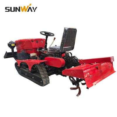 China Small Farm Work Rotovator Roto Rotary Cultivator Tiller Machinery 35hp Tracked Mini Crawler Tractor For Garden / Farm for sale