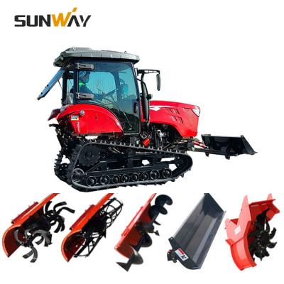 China Farm Work Machinery 120HP 130HP Compact Crawler Tractor with Grass Cutter/Front End Loader and Backhoe Attachment for sale