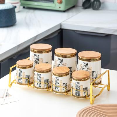 China Factory direct sale ceramic food storage jars household nuts coffee storage jars viable kitchen sealed jar set for sale