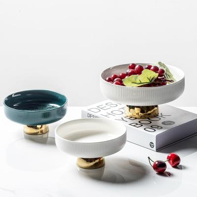 China Sustainable Wholesale Modern High End Round Round Fruit Dish Ceramic Kitchen Living Room Home for sale