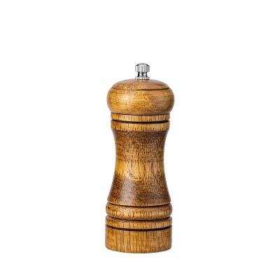 China Viable Retro Color 5 Inch 8 Inch 10 Inch Pepper Spice Bottle Lid Oak Grinding Grinder for sale