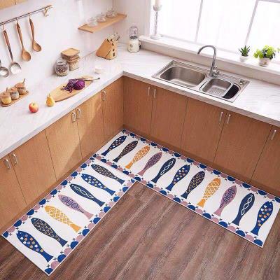 China Washable Cute Cartoon Sucking Water And Oil Kitchen Rug Home Stain Resistance Kitchen Floor Mat Anti Waterproof for sale