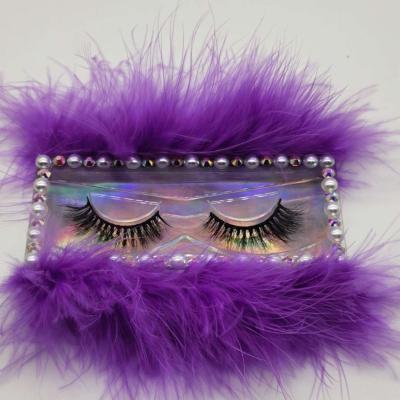 China Feather Create Your Own Brand 3d Mink Lashes Silk Synthetic Feather Diamond Fake Eye Lashes Custom Fake Private Label Packaging Box for sale