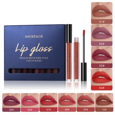 China High Quality Waterproof Lip Gloss Waterproof Liquid Lip Tint OEM Matte Lipsticks Set 10pcs Waterproof Lip Gloss Vendors for sale