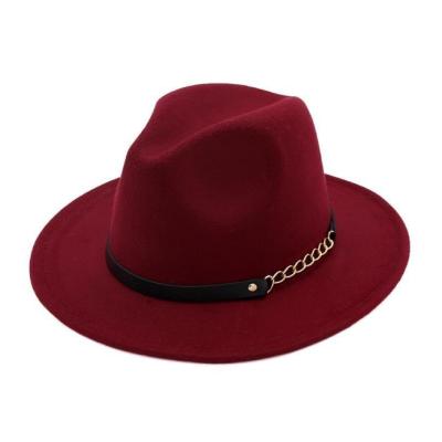 China European and American Style Jazz Top Hat Flat Wide Classic Overflow Women's Jazz Hats Fedora Chain for sale