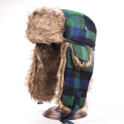 China Keep Warm Directly To Order Cheap Winter Chin Strap Warm Plaid Felt Recycling And Windproof Ski Trapper Hat Mask Ear Flap for sale