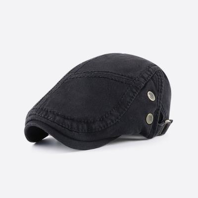 China Men's Ivy Cap Winter Plain Denim Hat Washed Short Beret Men's Fashion Newspaper Seller Hat for sale