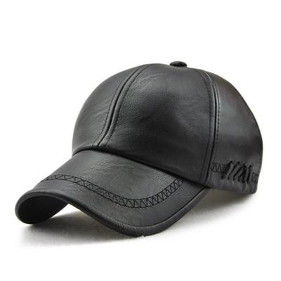 China COMMON Directly To Order Wholesale Custom PU Leather Short Brim Plain 6 Panel Outdoor Sports Baseball Cap for sale