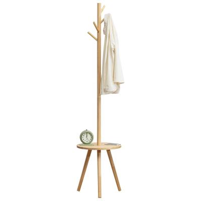 China (Other) Adjustable Simple Solid Wood Apartment Bedroom Freestanding Clothes Storage Artifact Multifunctional Coat Rack With Table for sale