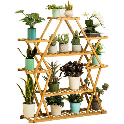 China New Design High Quality Modern Multi Layer Fir Plant Stand Bamboo Wooden Tiered Pot Holder for sale