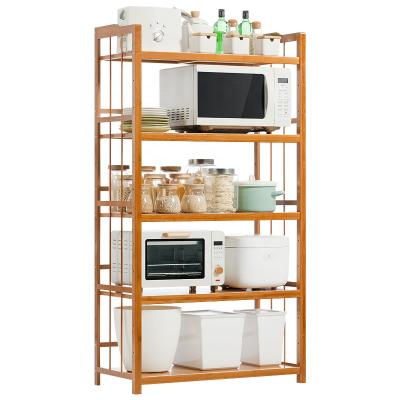 China Microwave Oven Stand Wooden Adjustable Kitchen Shelf Rack Organizer Kitchen Dish Storage Cabinet for sale