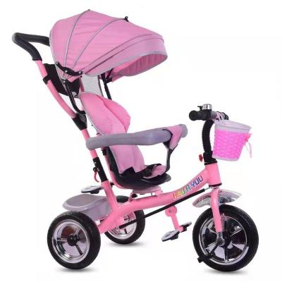 China 2021 CE Wholesale Children's Tricycle Baby Tricycle Five Point Harness Baby Tricycle 4 In 1 Cloth Shed Children Ride On Tricycle Toys for sale