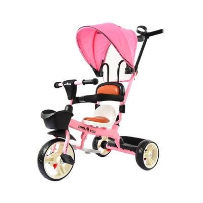 China Eco-friendly Material Baby Tricycle With Basket Three Rear Wheels New Design Trailer Kids Tricycle for sale