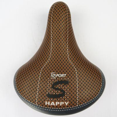 China New Style Brown Vacuum Spring Seal Cushion Seat Cushion Electric Bicycle Saddle Durable Leather Shock Absorbing Bicycle Saddle for sale