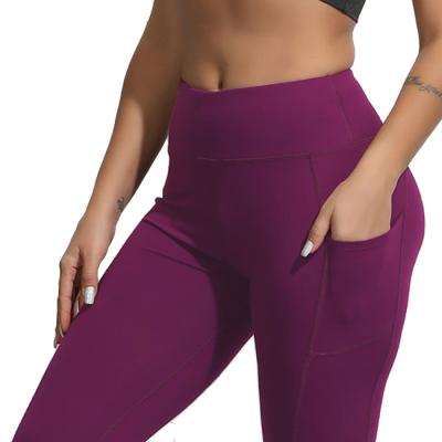 China Outlet Breathable Pocket Women's High Waist Yoga Pants Tummy Control Pocket Workout Yoga Capris Panties for sale