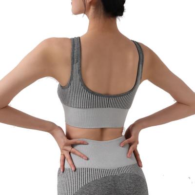 China Ribbed yoga bra wholesales 2020 new breathable ribbed seamless fashion bra for sale