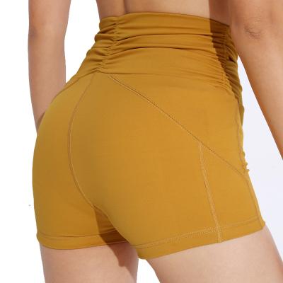 China QUICK DRY Sports Ladies Gym Wear Compression Waist Sports Gym Cycling Top Shorts Yoga Booty Women Shorts for sale