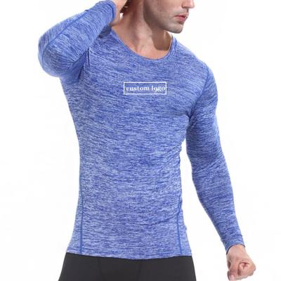 China Wholesale Lightweight Anti-Wrinkle Long Sleeve Compression Gym T-Shirt For Men's Workout Clothing Private Label for sale