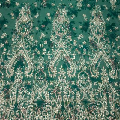 China Sustainable High end printed sequin mesh fabric, lace lace, party dress, printed fabric for sale